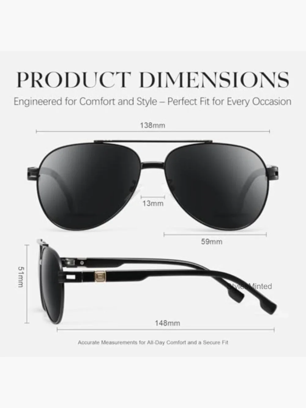 Polarized Aviator Sunglasses TR90 Metal Frame UV Protection Unisex